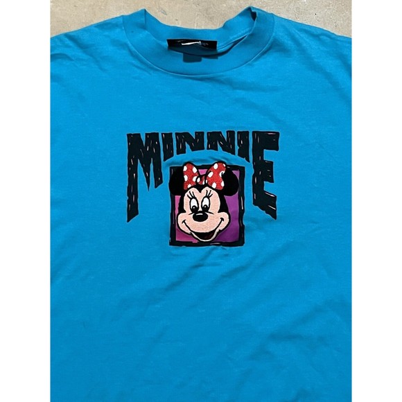 Vintage Disney Originals Torquoise Minnie Mouse T-Shirt Single Stitch Rare Small - Picture 3 of 9